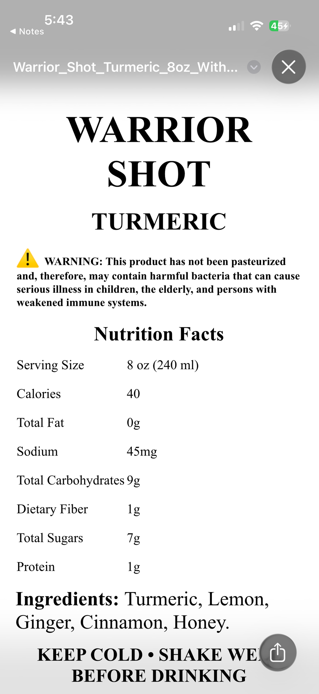 Turmeric Warrior Shots