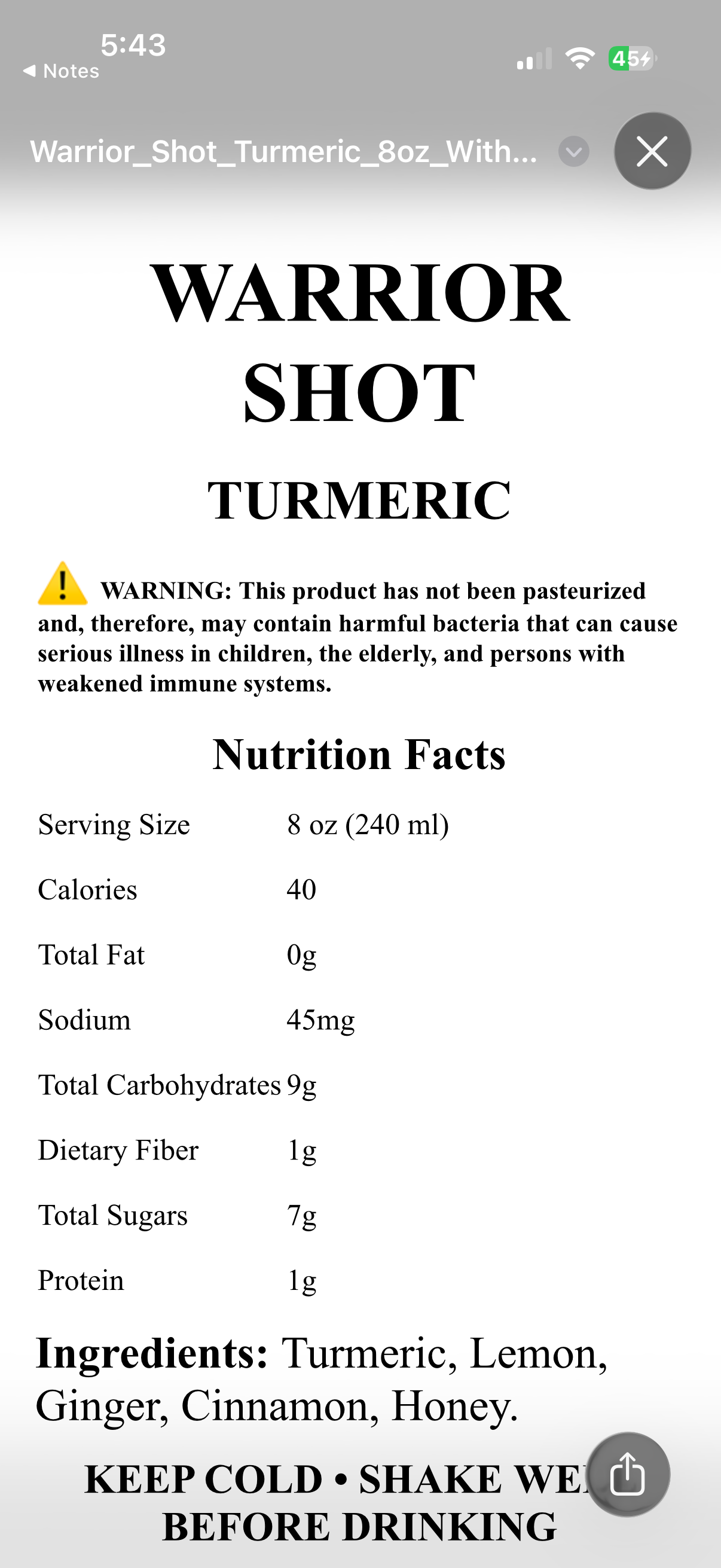Turmeric Warrior Shots